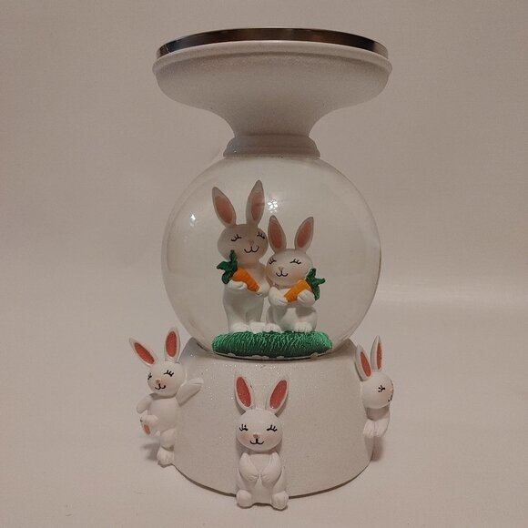 BATH & BODY WORKS HOME DECOR 3-WICK EASTER WATER GLOBE PEDESTAL CANDLE H… - Picture 1 of 7